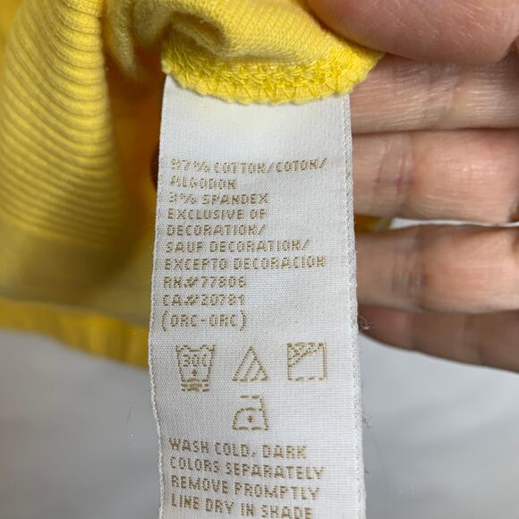Tommy Hilfiger Yellow Ribbed T Shirt Sz Large 1/2  Sleeve - Picture 7 of 8
